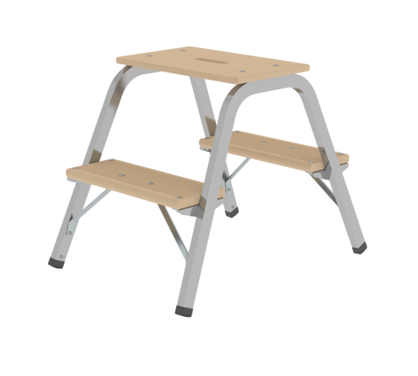 Escabeau acier-bois, 2 x 2 marches | © MUNK GmbH